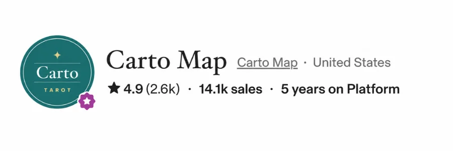 Carto Map — 4.9 stars (2.6k reviews), 14.1k sales, 5 years on platform