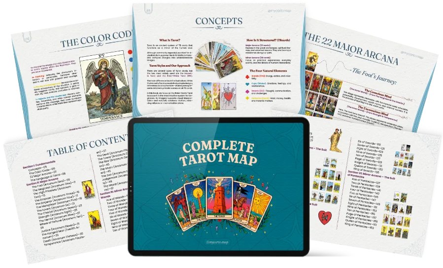 The Complete Tarot Map — visual guide on two tablets