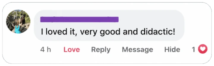 Customer comment: I loved it, very good and didactic!